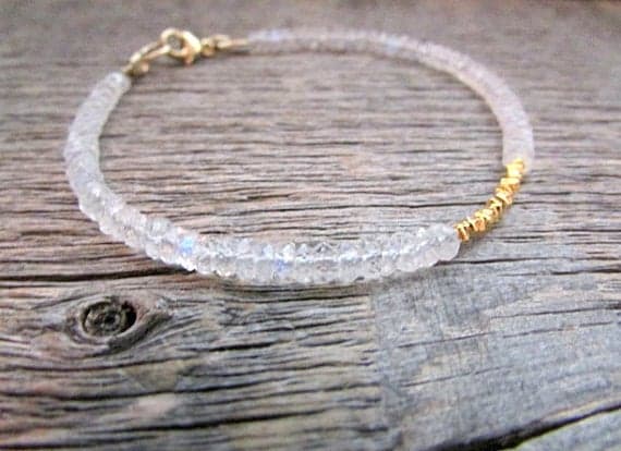 AAA++ Rare Quality Moonstone Bracelet, Moonstone Gold  Bracelet, Stack Bracelet, June Birthstone Bracelet, Gold  Gemstone Bracelet, Bead Bracelet, Holiday Gift 3-3.5mm 7" Strand. Code- TJH387