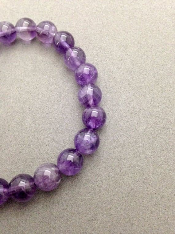 8MM Amethyst & Karen Hill Tribe Stretch Bead Bracelet for Spiritual Awareness and Growth Code- WAR6184