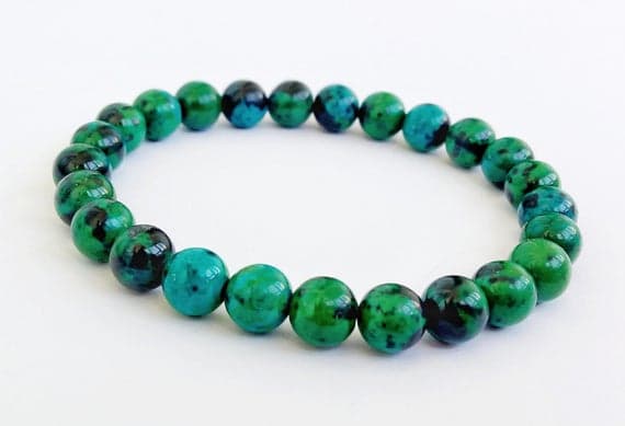 Grounding 8mm Multi Colour Chrysocolla Stretchable Bracelet Round, Smooth 18cm for mens, womens, gf, bf and adults.