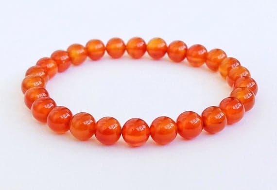 chakras simple 8mm Orange Carnelian Stretchable Bracelet Round, Smooth 18cm for mens, womens, gf, bf and adults.