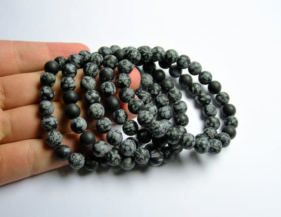 Snowflake Obsidian - 8mm Round beads - matte - 23 beads - 1 set Code- WAR6920