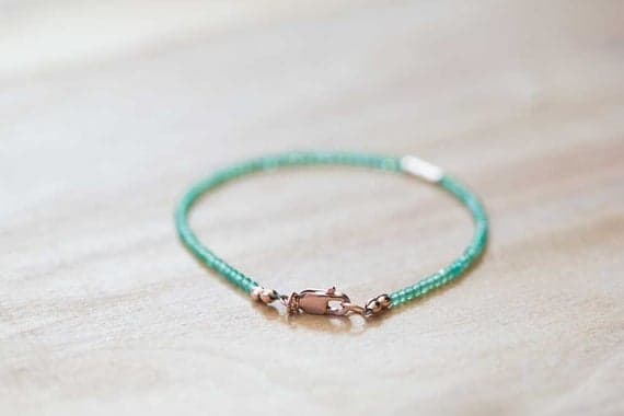 24k gold Artisan Loose 2mm Green Green Onyx  stacking Bracelet Rondelle, Smooth 18cm for mens, womens, gf, bf and adults.