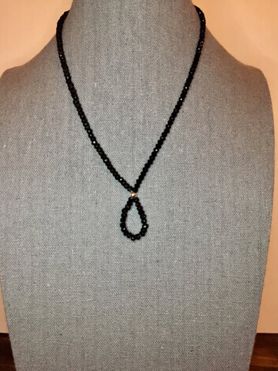 24k gold Plated Wholesale 3mm stacking Black  Black Spinel Necklace Rondelle, Faceted 17" for mens, womens, gf, bf & Adult.