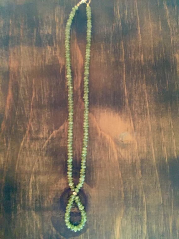 24k gold Plated top quality 3mm stacking Green Peridot Necklace Rondelle, Faceted 16" for mens, womens, gf, bf & Adult.