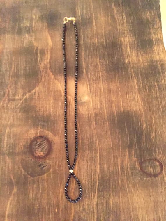 24k gold Plated Empath Protection 3mm stacking Black Black Spinel Necklace Round, Smooth 17" for mens, womens, gf, bf & Adult.