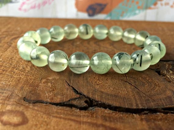 Anxiety Gemstone 8mm Stretchable Green Prehnite Bracelet Round, Smooth 7" for mens, womens, gf, bf & Adult.