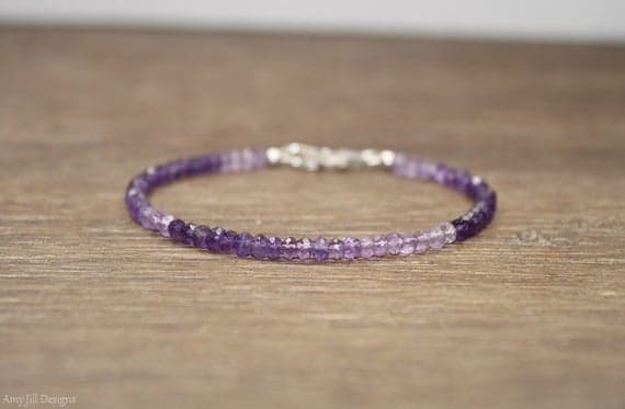 925 sterling Silver Super sale 3.5mm stacking Purple Amethyst Bracelet Rondelle, Faceted 7" for mens, womens, gf, bf & Adult.