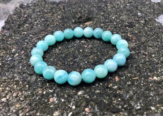 top quality 8mm Stretchable Blue Amazonite Bracelet Round, Smooth 7" for mens, womens, gf, bf & Adult.