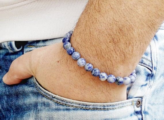 memorial gift 8mm Multi Colour Sodalite Stretchable Bracelet Round, Smooth 18cm for mens, womens, gf, bf and adults.