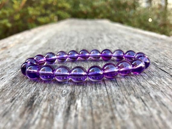 love beach youth 8mm Stretchable Purple Amethyst Bracelet Round, Smooth 7" for mens, womens, gf, bf & Adult.