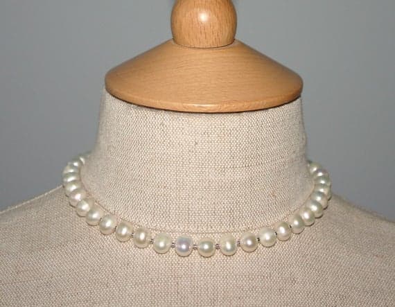 FRESHWATER PEARL CHOKER Necklace...Wedding Pearl Necklace 8x9mm Code- WAR6037