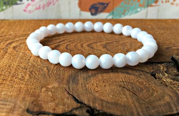 Empath Protection 6mm Stretchable Blue Blue Lace Agate Bracelet Round, Smooth 7" for mens, womens, gf, bf & Adult.