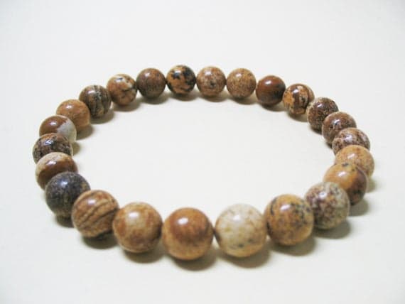 Positive Energy 8mm Stretchable yellow Jasper Bracelet Round, Smooth 7" for mens, womens, GF, BF, Adults.