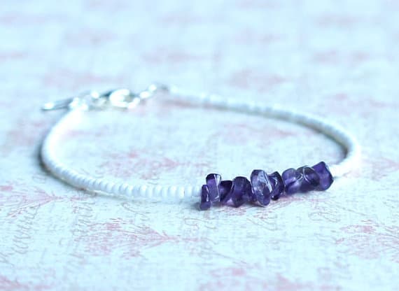 Amethyst Bracelet, Seed Bead Bracelet, Stacking Bracelet, Gemstone Bracelet, Purple Minimalist Bracelet, Simple Bracelet, Beaded Bracelet  Code- WAR9135