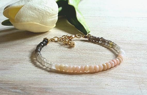 Multicolor stone bracelet, ombre gemstone bracelet, Opal Moonstone bracelet, Shaded colorful, boho bracelet, Summer Outdoors, stone, ombre 3.5 -4 mm Code- WAR6759