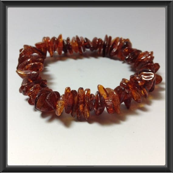Dainty Slave Loose 5x8mm Stretchable Orange Amber Bracelet Chips, Smooth 7" for mens, womens, gf, bf & Adult.