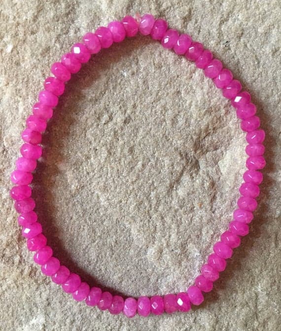 good luck gift 2x4mm Pink pink sapphire Stretchable Bracelet Rondelle, Faceted 18cm for mens, womens, gf, bf and adults.