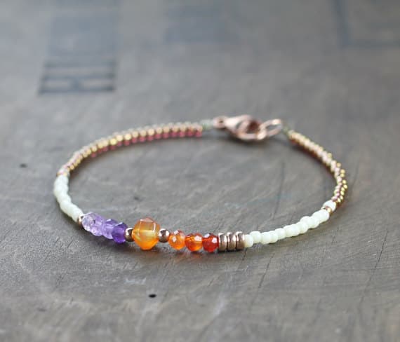 24k gold love beach youth 3-4.5mm Multi Colour Carnelian & Amethyst stacking Bracelet Rondelle, Faceted 18cm for mens, womens, gf, bf and adults.