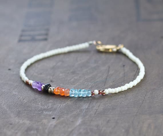 24k gold Positive Energy 3-4mm Multi Colour Amethyst Carnelian Apatite stacking Bracelet Rondelle, Faceted,smooth 18cm for mens, womens, gf, bf and adults.