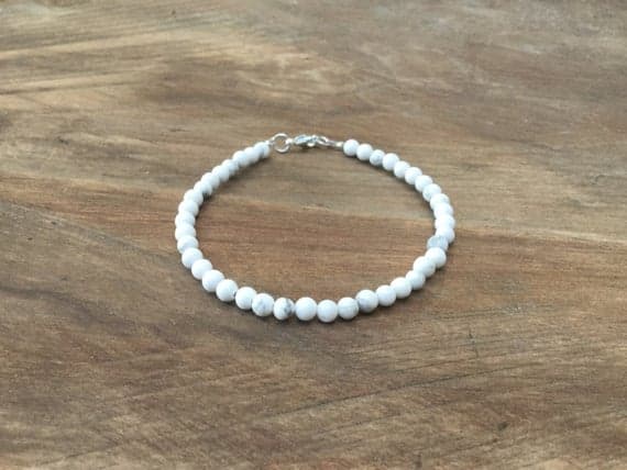AAA++ Rare Quality Howlite Bracelet, Marble Bracelet, Beaded Gemstone Bracelet 4 mm Code- TJH06