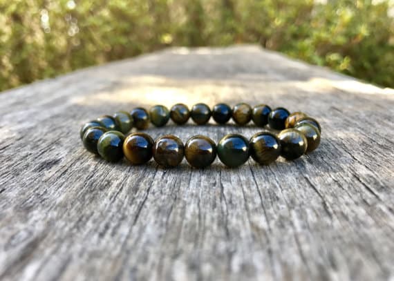 Anniversary Gift 8mm Stretchable Yellow Tiger's Eye Bracelet Round, Smooth 7" for mens, womens, gf, bf & Adult.