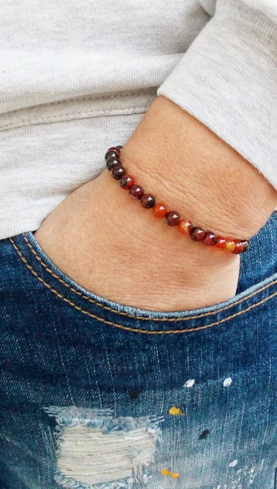 memorial gift 6mm Multi Colour AGATE Stretchable Bracelet Round, Smooth 18cm for mens, womens, gf, bf and adults.