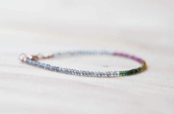 24k gold Wholesale 2.5-3mm Multi Colour Labradorite & Tourmaline stacking Bracelet Rondelle , Faceted 18cm for mens, womens, gf, bf and adults.