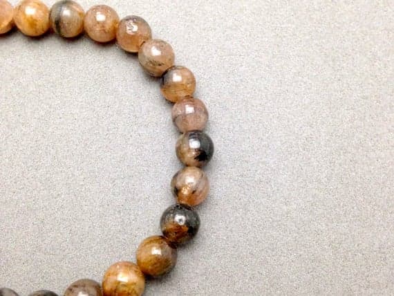 Andalusite and Karen Hill Tribe Silver Stretch Bead Bracelet for Rational Thinking 4-6mm  Code- WAR6186