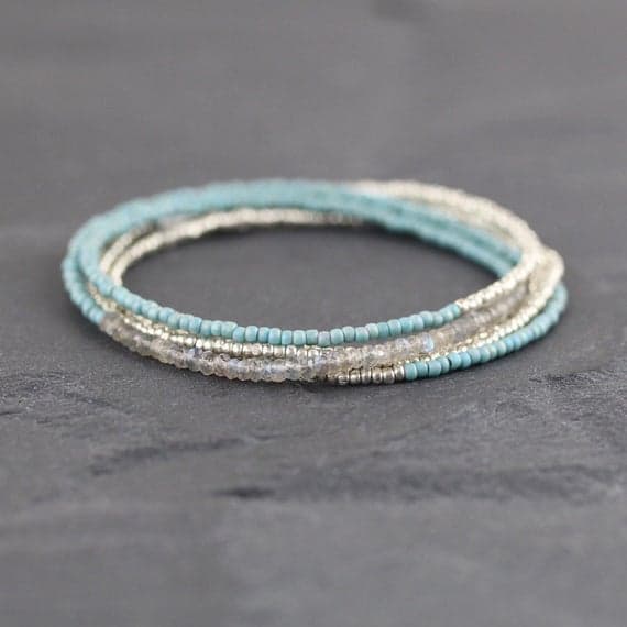 925 sterling Silver Anxiety Relief Calming 3mm stacking Multi Long Labradorite, Miyuki  Necklace Rondelle, Faceted 16" for mens, womens, gf, bf & Adult.