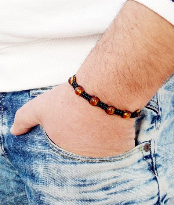 love beach youth 8mm Yellow Citrine Shamballa Adjustable Bracelet Round, Smooth 18cm for mens, womens, gf, bf and adults.