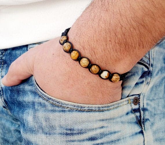 love beach youth 8mm Multi Colour Jasper Shamballa Adjustable Bracelet Round, Smooth 18cm for mens, womens, gf, bf and adults.
