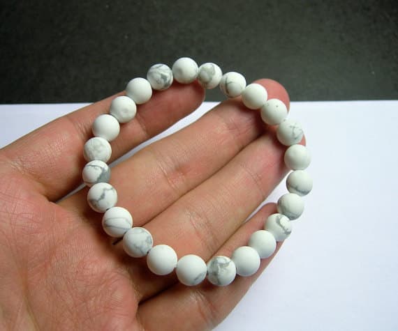 White Howlite turquoise matte - 8mm Round beads - 23 beads - 1 set Code- WAR6958