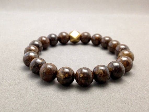Bronzite Stretch Bead Bracelet for Protection Against Negativity, Decision Making 10mm  Code- WAR6174