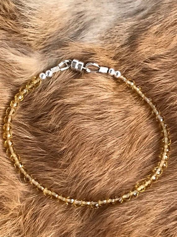 3mm Genuine Citrine gemstone bracelet with magnetic clasp Code- WAR6109