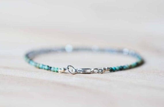 925 sterling silver Rock Gift 2-3mm Multi Colour Labradorite & African Turquoise  stacking Bracelet Rondelle, Faceted 18cm for mens, womens, gf, bf and adults.