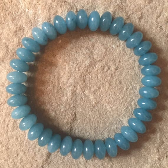 Galaxy Jewelry 5x8mm Blue Aquamarine Stretchable Bracelet Rondelle, Faceted 18cm for mens, womens, gf, bf and adults.