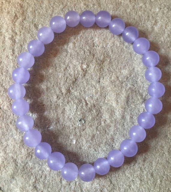 Personalized Gift 6mm Purple Purple Alexandrite Stretchable Bracelet Round, Smooth 18cm for mens, womens, gf, bf and adults.