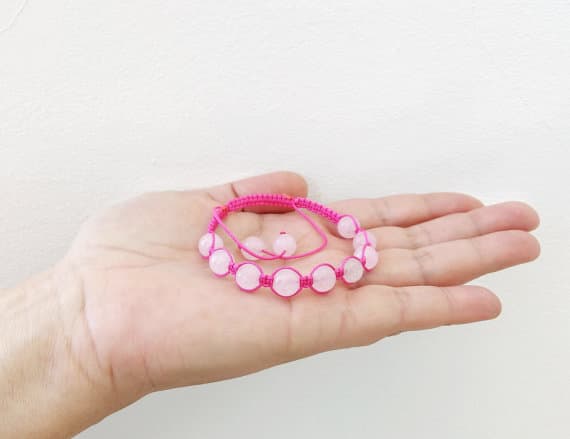 Galaxy Jewelry 8mm Pink Rose QUARTZ SHAMBALLA Adjustable Bracelet Round, Smooth 18cm for mens, womens, gf, bf and adults.