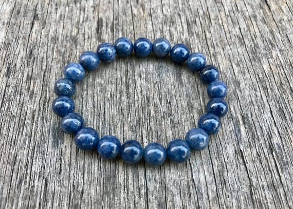 Natural 8mm Stretchable Blue Sapphire Bracelet Round, Smooth 7" for mens, womens, gf, bf & Adult.