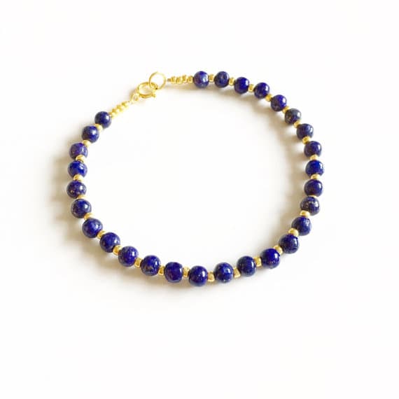 AAA++ Rare Quality Tiny Lapis Lazuli and Gold  Gemstone Bracelet //Lapis lazuli bracelet //Lapis lazuli jewellery //Gold  bracelet //handmade //gifts for women 3mm 17.5cm    Code- TJH269
