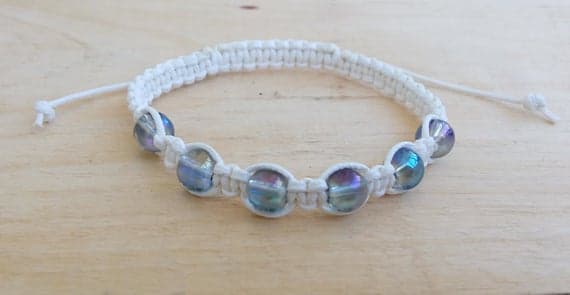 Dainty Slave Loose 8mm Clear Crystal Glass Shamballa  Adjustable Bracelet Round, Smooth 18cm for mens, womens, gf, bf and adults.