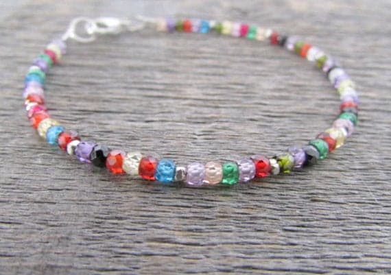 AAA++ Rare Quality CZ Bead Bracelet, Cubic Zirconia Bracelet, CZ Bracelet, Stack Bracelet, Hill Tribe Bracelet, Rainbow Bracelet, Teen Bracelet, Women Bracelet 3mm 7" Strand. Code- TJH371