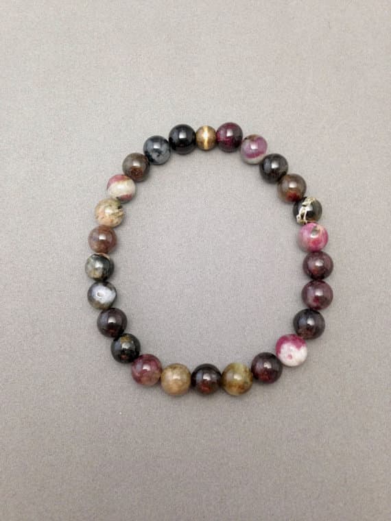 Tourmaline Stretch Bead Bracelet for Spiritual GRounding and Growth, Transmutation of Negative Energy 8mm  Code- WAR6198