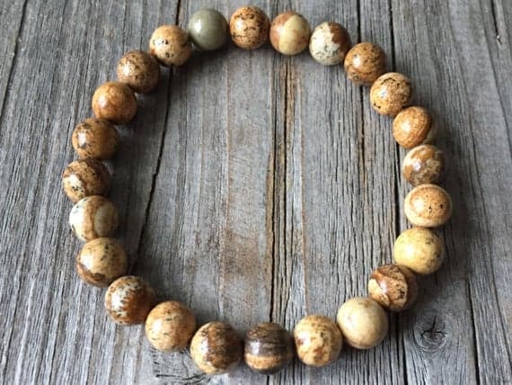 chakras simple 8mm Stretchable brown Brown Jasper Bracelet Round, Smooth 7" for mens, womens, GF, BF, Adults.