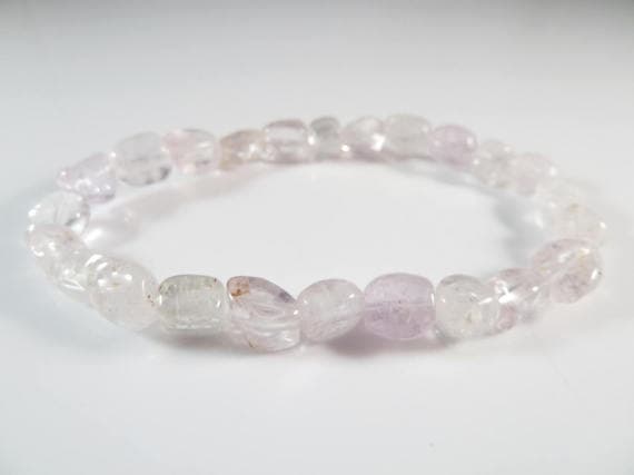 Artisan Loose 7x5mm Stretchable Purple Kunzite Bracelet Nugget, Smooth 7" for mens, womens, gf, bf & Adult.