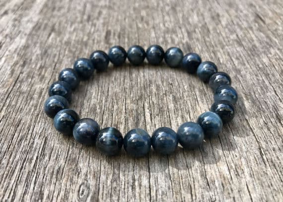 Wholesale 8mm Stretchable Blue & Gray Blue Grey Hawk Eye Bracelet Round, Smooth 7" for mens, womens, gf, bf & Adult.