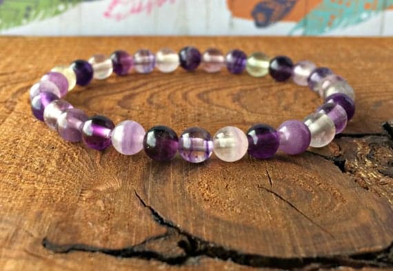 Positive Energy 6mm Stretchable Purple Fluorite Bracelet Round, Smooth 7" for mens, womens, gf, bf & Adult.