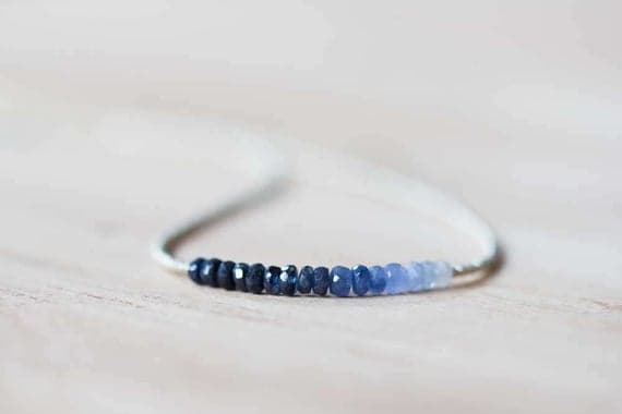 925 sterling silver Blush Jewelry 3.5mm Multi Colour Blue Sapphire stacking Necklace Rondelle, Faceted 16inch for mens, womens, gf, bf and adults.