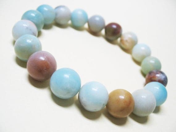 Super sale 10mm Stretchable Multi Amazonite Bracelet Round, Smooth 7.5" for mens, womens, GF, BF, Adults.