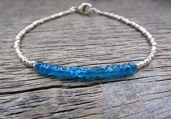 AAA++ Rare Quality December Birthstone Bracelet, Blue Apatite Bracelet, Hill Tribe Bracelet, Stack Bracelet, Bead Bracelet, Gemstone bracelet, December Gift 4mm 7 inches Code- TJH464